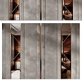 Elegant Modern Interior Wall Design With Gray Texture Gold Metal Strips And Mirror Accents
