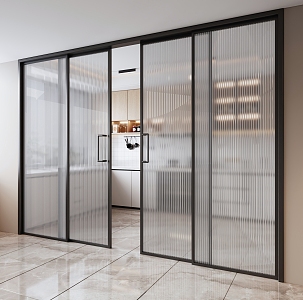 Modern sliding door Changhong glass sliding door kitchen 3d model