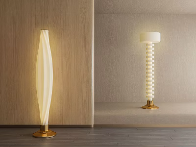 Modern Spiral Design Floor Lamps with White Shade and Gold Base for Home Interior Decor 3d model