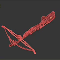 Antique Crossbow Weapon Traditional Design With Red Brown Stock And Metal Components