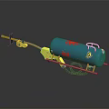 Portable Commercial Gas Cylinder Equipment With Blue Tank Yellow Wheeled Base And Red Markings