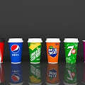 Colorful Disposable Paper Cups From Various Beverage Brands On Reflective Surface