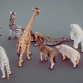 Various Plastic Animal Toy Figures Including Giraffe Tiger Zebra And Crocodile
