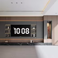 Modern TV Wall Unit Design With Flat Screen TV Decorative Shelves And Wooden Panels