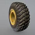 Heavy Duty Off Road Tire With Deep Tread And Yellow Metal Rim Design