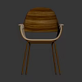 Modern Design Single Chair With Wooden Backrest Light Colored Seat Cushion And Metal Legs