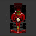 Red Ferrari Formula 1 Race Car with Shell Sponsorship Logo and Driver Helmet