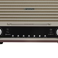Retro Style Red And Beige Speaker With Knobs Buttons And Grille Panel Design 3d model
