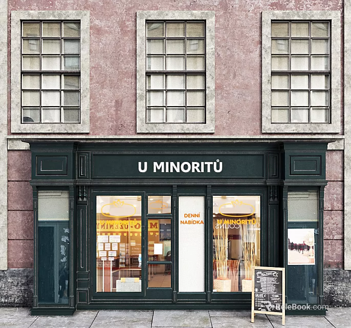 Detached Villa Exterior with Red Brick Walls Black Trim and Glass Windows Design 3d model 