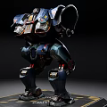 Smart Machine Robotic Figure Featuring Metallic Blue Armor And Mechanical Joints On Display Base 3d model