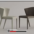 Two Light Gray And Dark Brown Leather Dining Chairs With Modern Curved Backrest 3d model