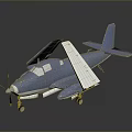 Detailed Blue And Silver Airplane Model With Propeller Wings And Landing Gear