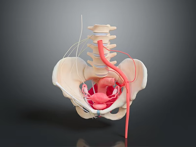 Detailed 3D Human Pelvis Anatomy Model Showing Internal Organs Spine And Blood Vessels 3d model