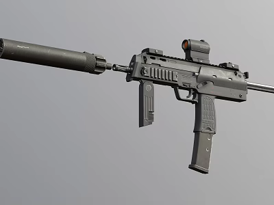 Modern Tactical Rifle with Suppressor Red Dot Sight and Ergonomic Grip Design 3d model