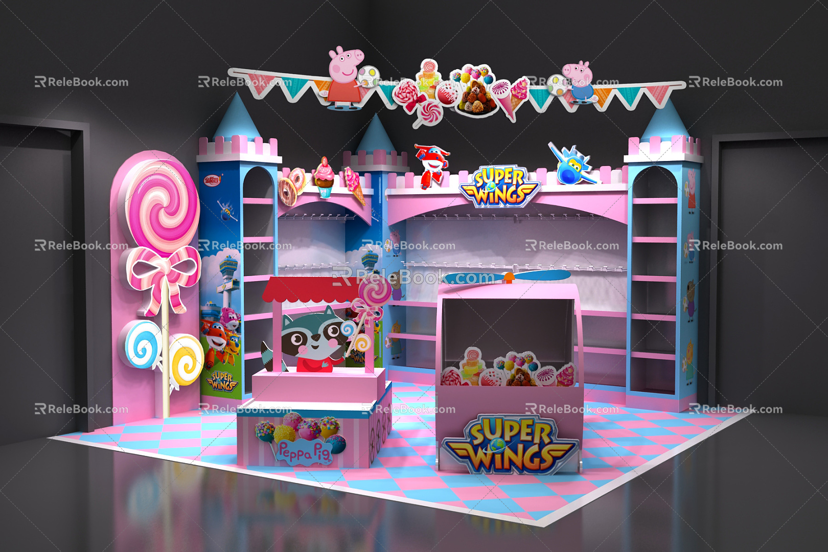 Modern ground pile children's candy park area 3d model