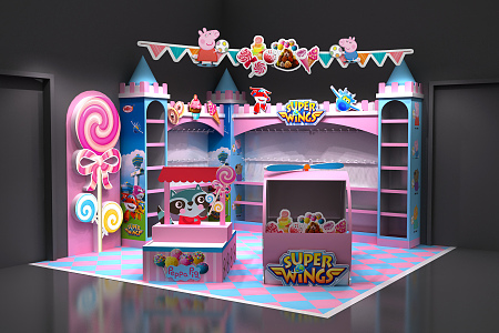 Modern ground pile children's candy park area 3d model