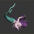 Game And Movie Character Mermaid With Pink Hair Green Tail Hugging Purple Octopus