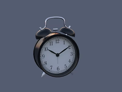 Vintage Classic Alarm Clock With Double Bell White Dial And Black Case Design 3d model Vintage Classic Alarm Clock With Double Bell White Dial And Black Case Design 3d model