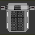 Futuristic Gate Design With Green Display Screen Orange Trim Red Pipes And Gray Pedal Platform