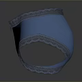 Women's Blue Panties with Delicate Lace Trim and Small Purple Bow Detail