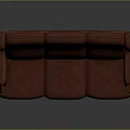 Red Three Seater Sofa With Tufted Back And Wooden Frame Design 3d model