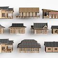Traditional Wooden House Models With Various Architectural Designs And Roof Styles