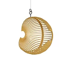 Modern Spherical Wooden Hanging Chair With Slatted Design For Indoor Decor