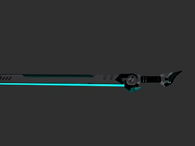 Futuristic Sword with Sleek Metallic Blade Blue Glowing Accents and Intricate Hilt Design 3d model