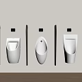 White Urinals Mounted on Light Colored Wall With Sensor Panels and Dark Dividers