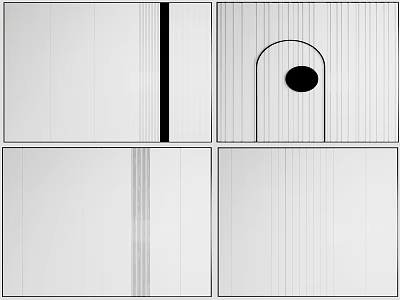 Minimalist Sofa Backdrop Wall Design With Vertical Lines And Curved Accent Details 3d model