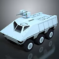 White Armored 6x6 Wheeled Tank With Modern Turret And Machine Gun Design