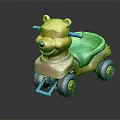 Children's Bear Shaped Toy Car with Green Seat Purple Wheels and Blue Pedal