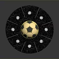 Golden Black Football Shaped Display Equipment With Black Circular Base And White Lights