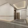 Modern Elevator Hallway Interior Design With White Marble Walls Polished Flooring And Metal Accents