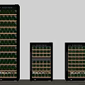 Modern Black Wine Cabinets With Different Sizes And Wooden Shelves For Wine Storage