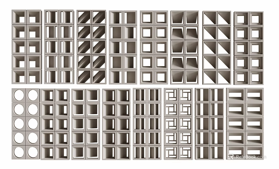 Various Partition Designs With Geometric Patterns And Grid Styles For Modern Interior Decor 3d model