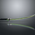 Modern Curved Katana Sword With Black Handle Green Accent Blade And Reflective Surface