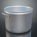 Silver Metal Cooking Pot With Cylindrical Shape And Side Handle 3d model