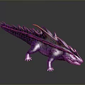 Vibrant Purple Fantasy Lizard Creature With Orange Red Back Spines And Striking Design