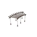 Elegant Pergola With Curved Top Dark Supporting Beams And White Columns Decorative Bases