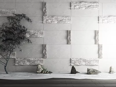 Modern Background Wall Design With Textured Tiles Decorative Panels And Accent Stones 3d model