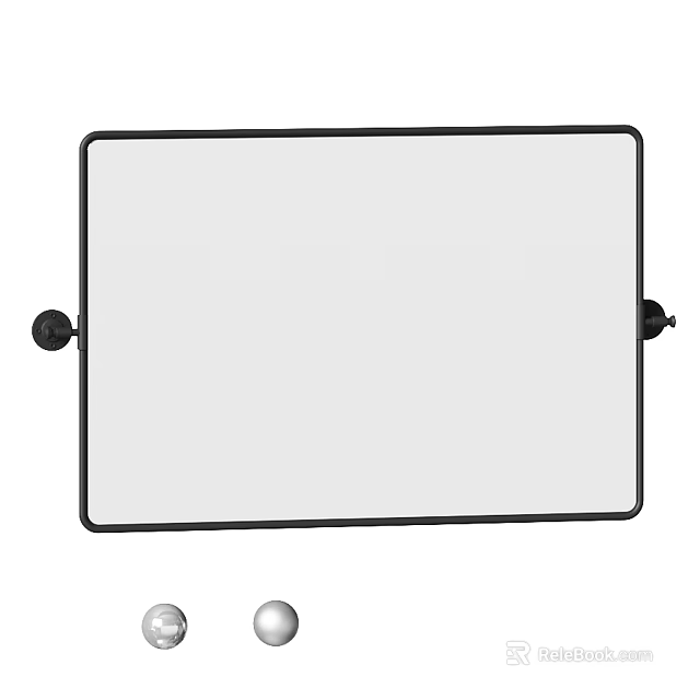 Sleek Modern Rectangular Mirror with Black Metal Frame Wall Mounted Home Decor Piece 3d model 