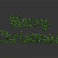 Merry Christmas Green Decorative Text With Red Ornaments And Reflection