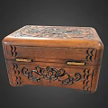 Vintage Wooden Carved Storage Box With Intricate Patterns For Clothing Accessories