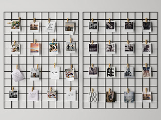 Modern Photo Wall Wood Clip Photo Wall 3d model