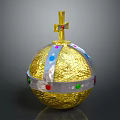 Golden Orb With Cross Top And Colored Gems For Royal Ceremonial Attire