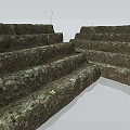 Steps Moss Stone Grass Grass Old Stone Moss Stone Stair Step Stone Table Step Ram 3d model