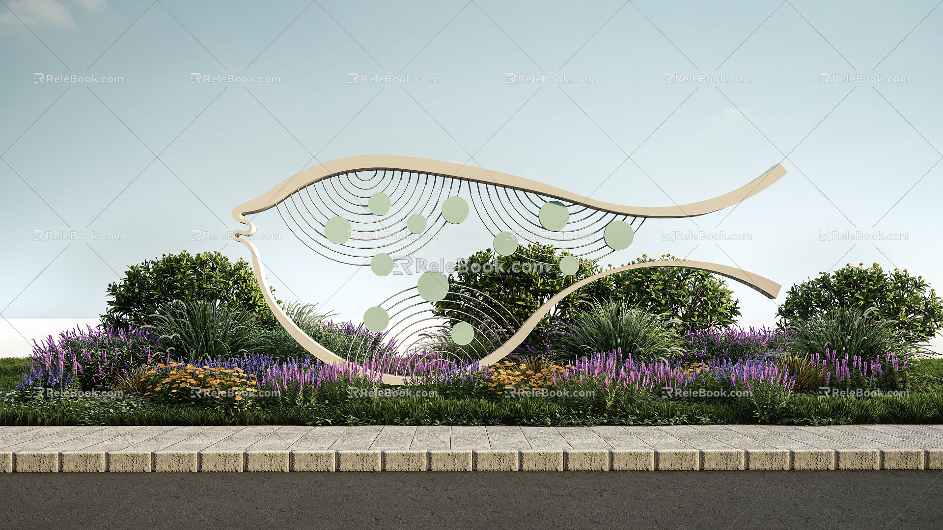 Modern Urban Sculpture Outdoor Fish-shaped Abstract Sculpture Landscape Sculpture Sculpture 3d model