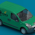 Green China Post Delivery Van Featuring Logo And Compact Design 3d model