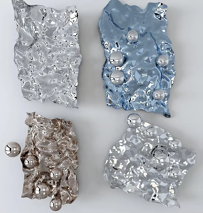 Multicolored Metallic Wall Decor With Textured Surface And Spherical Accents 3d model